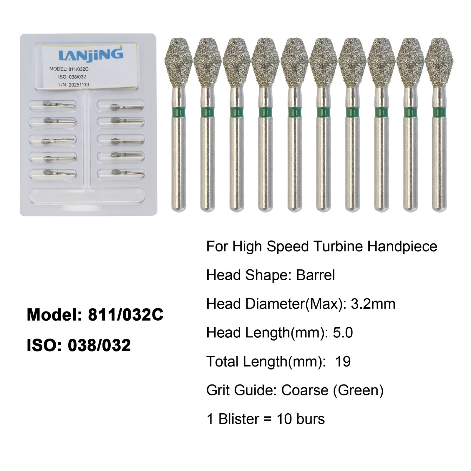 Dental Diamond Burs FG Barrel Diamond Bur Super Coarse High Speed Friction Grip