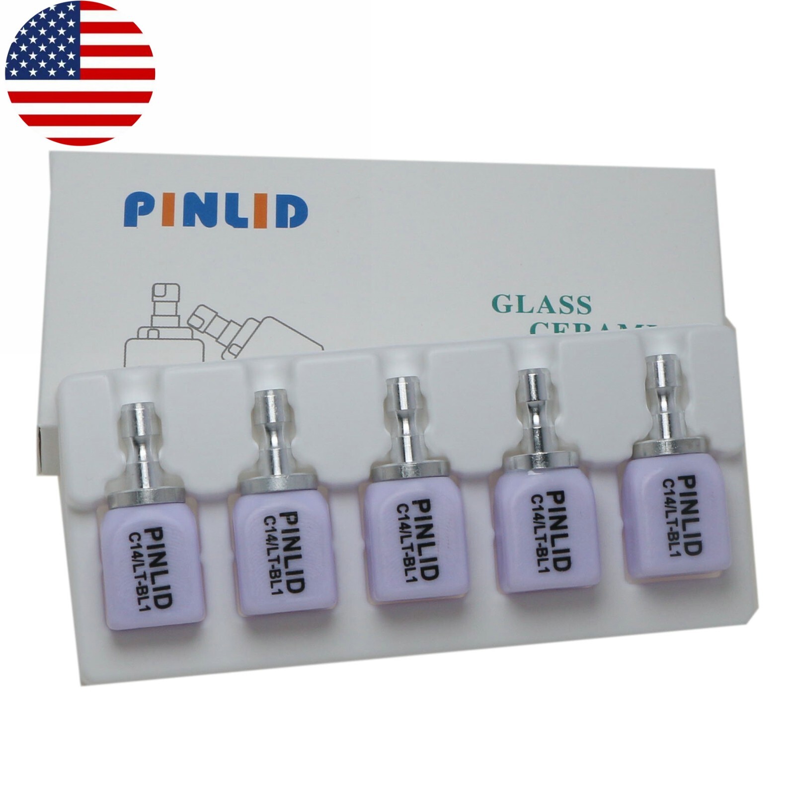 5Pcs/Box LT C14 Dental Glass Ceramic Lithium Dislicate Blocks Cerec Emax CAD CAM
