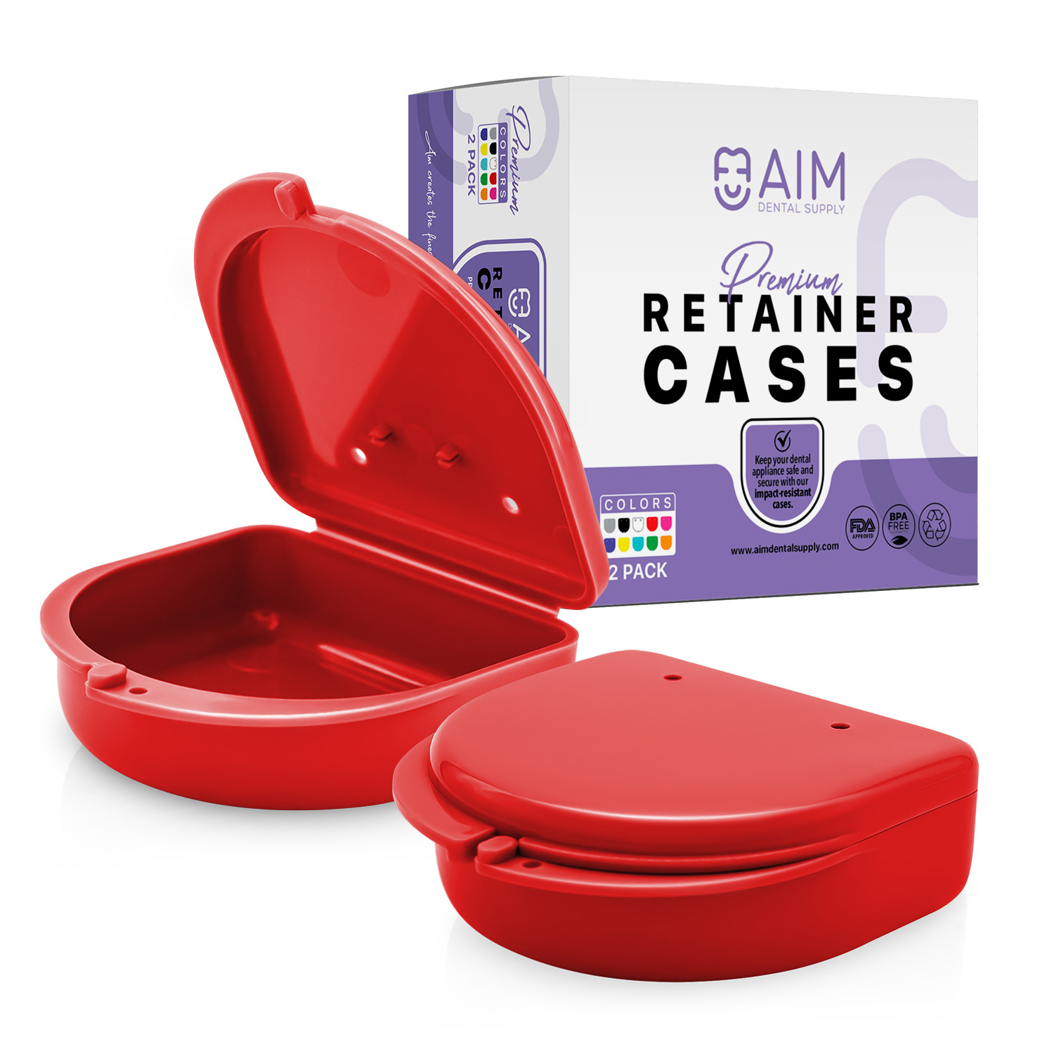 2PK Retainer Case, Denture Storage Box, Mouthguard Container,Dental Aligner Case