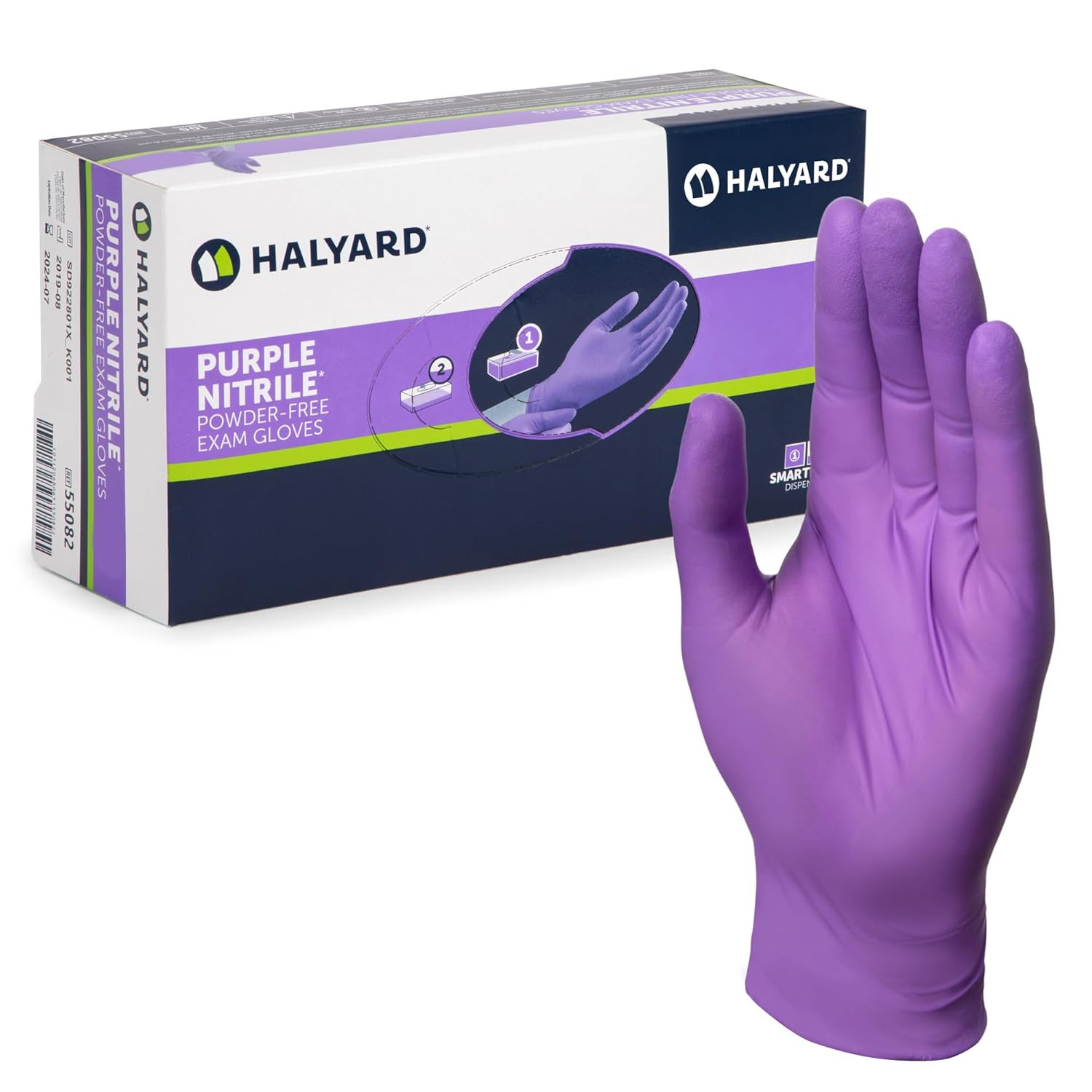 Purple Nitrile Exam Gloves Powder Free Latex Free 9.5in Ambidextrous Dental