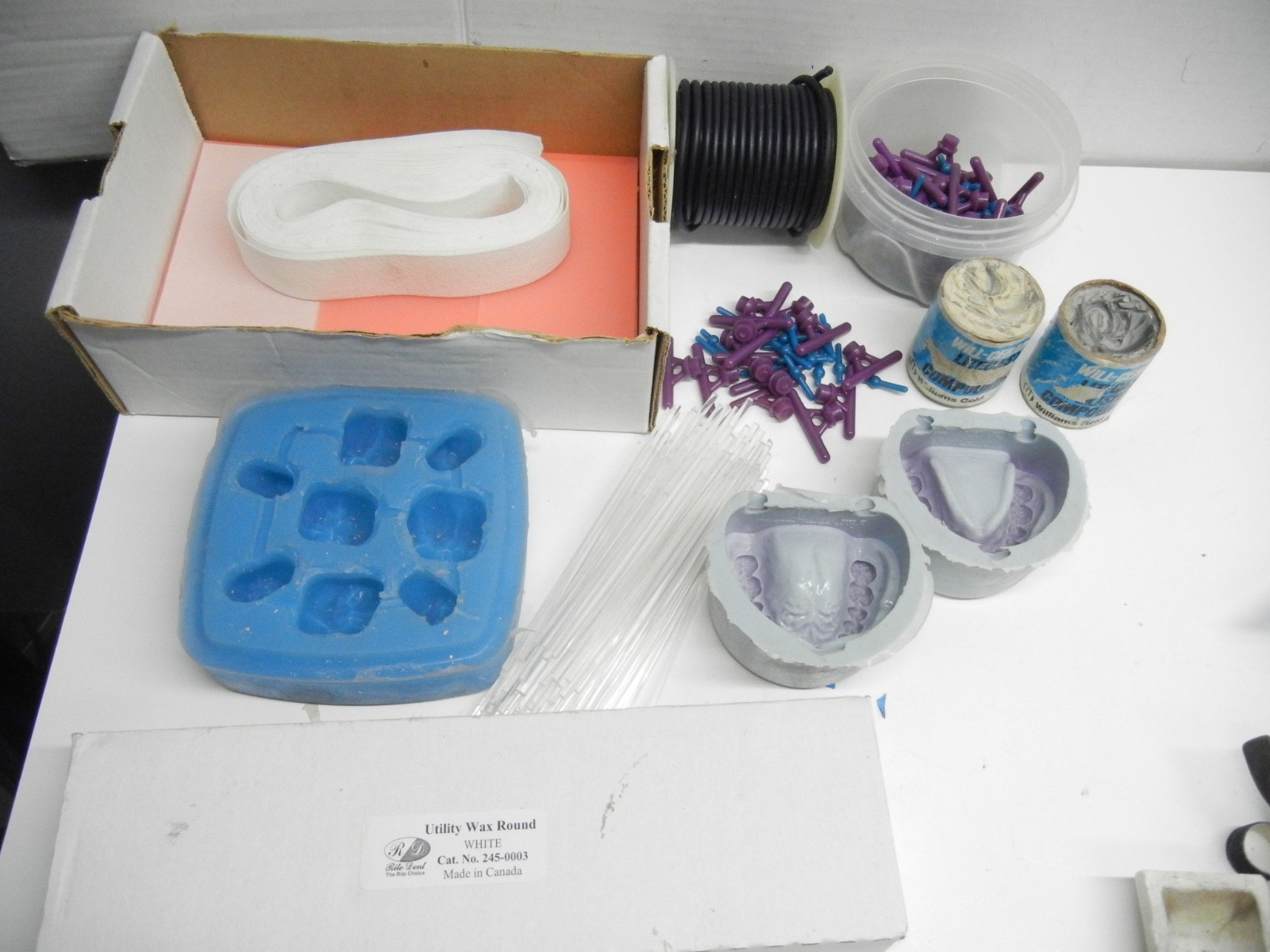 Dental Lab supplies Lot/ Wax/ William Polishing compound/ Study Molds/ Sprues