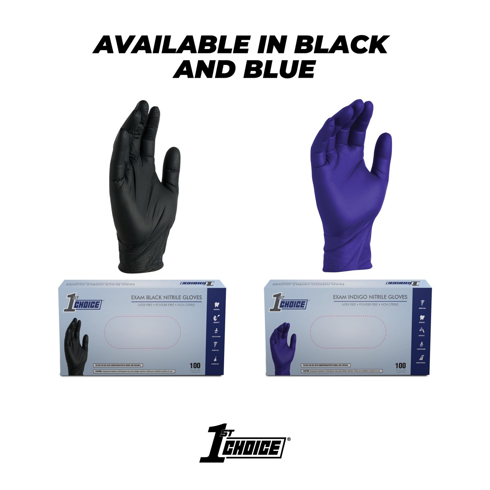1st Choice 3 Mil Indigo Nitrile Exam Gloves Latex Free, Disposable Medical
