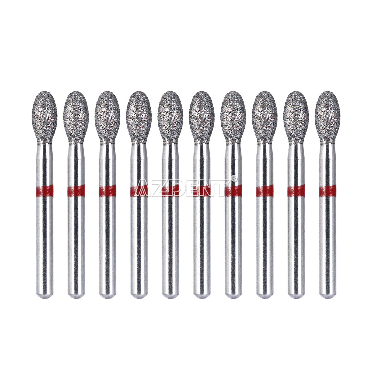 10Pcs Dental Diamond Burs FOOTBALL 379-023F FINE RED DEFEND Friction Grip