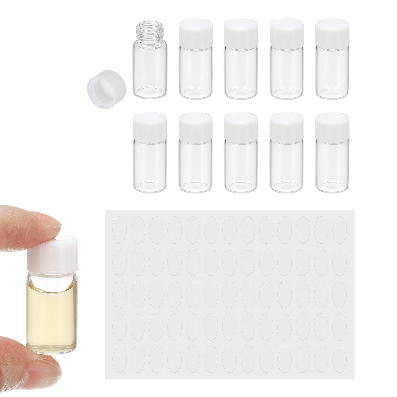 3ml Clear Glass Vials, 10Pcs Sample Vials Reagent Media Bottle
