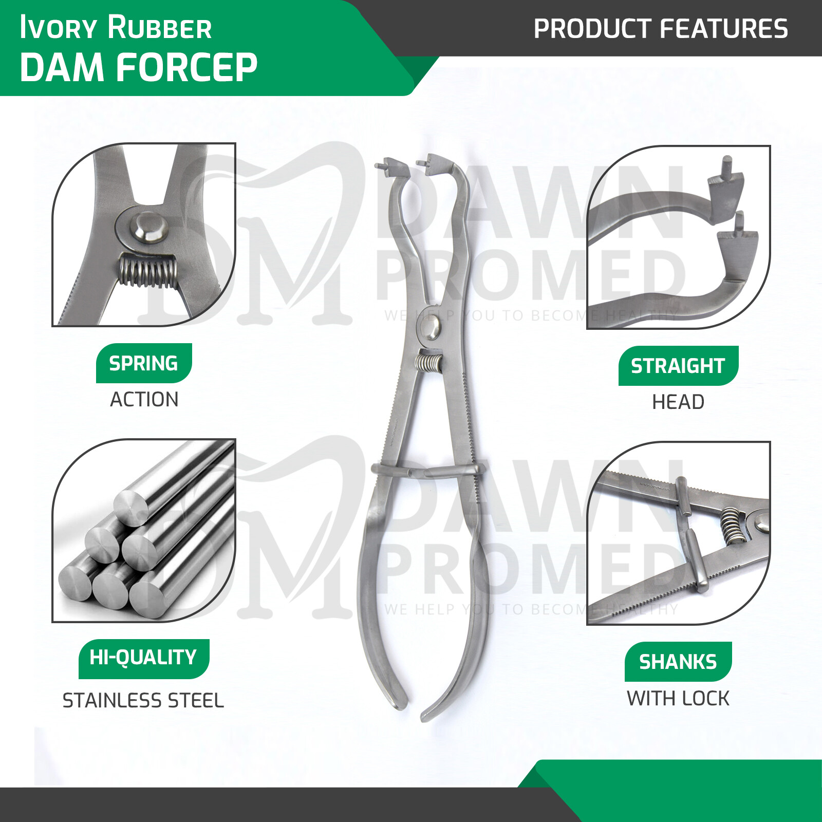 Dental Ivory Light Rubber Dam Clamp Forceps Plier Restorative Endodontic German