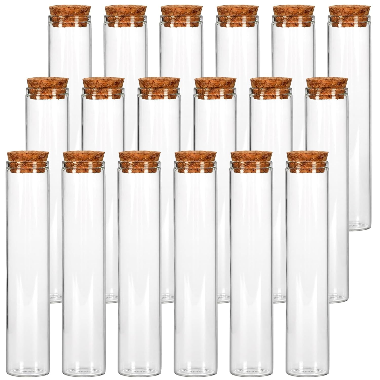 18Pcs Glass Test Tube, 25×120Mm Clear Flat Test Tubes with Cork Stoppers for Pla