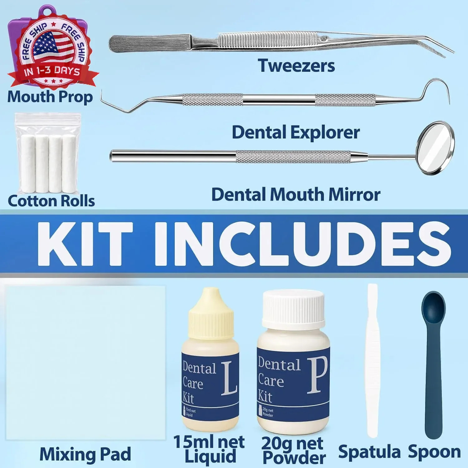 Zinc Oxide Eugenol Dental Cement Tooth Repair kit for Broken Teeth, Temporary Fi
