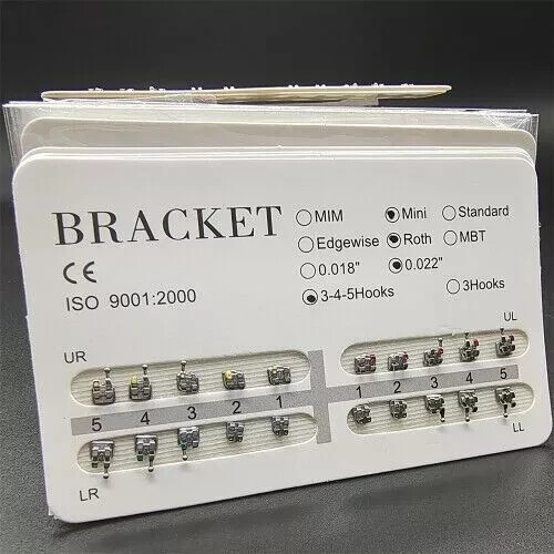 1-200 Sets Dental Orthodontic Metal Brackets Mini Roth 022 345 hooks Mesh Base