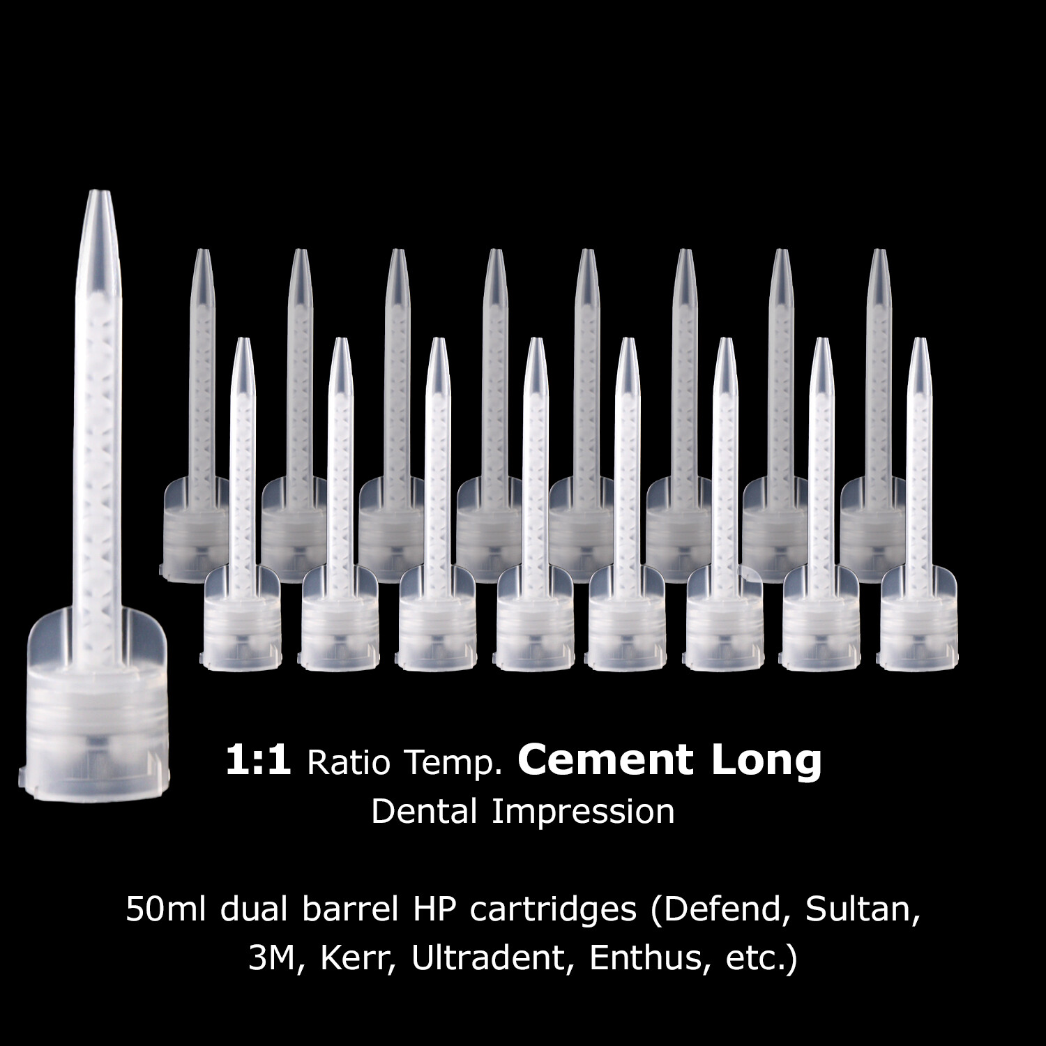 1:1 Ratio Static Mixing Tip Temporary Cement LONG for dental impression