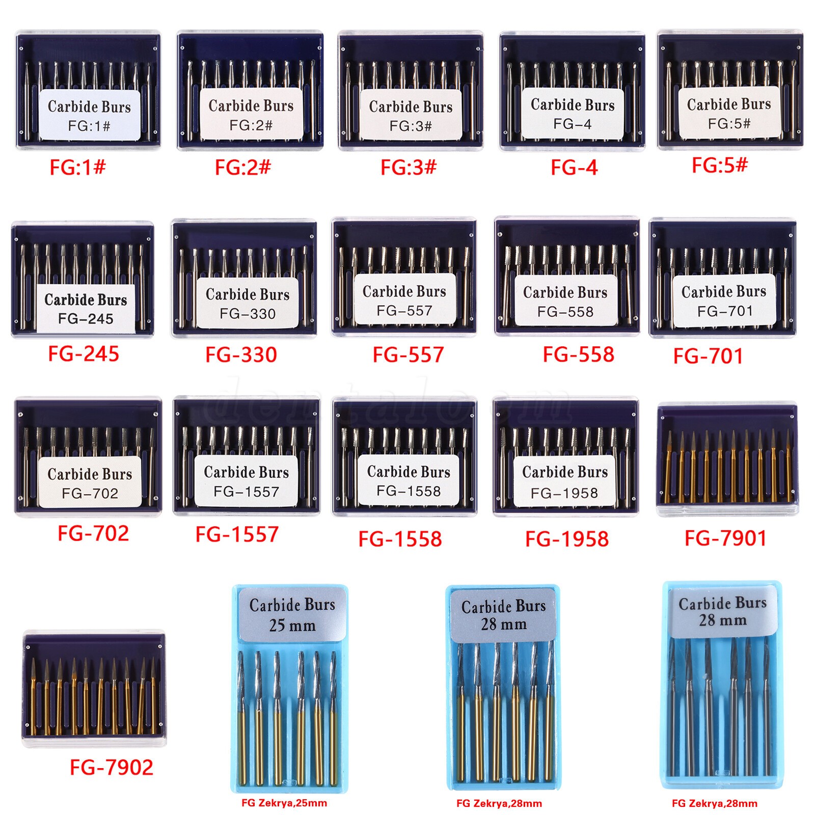 Round Carbide Dental Burs High Speed Handpiece Friction Grip Drill Bits