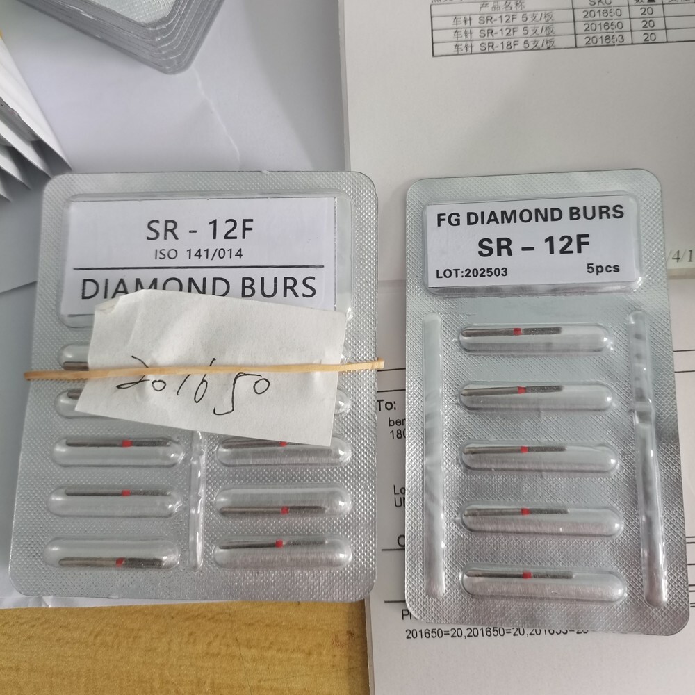 100Pcs FO-28EF Dental Diamond Burs for High Speed Handpiece FG 1.6mm 10Pcs/Pack