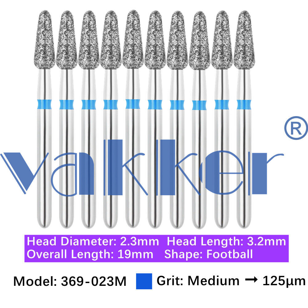 10pc/pk Diamond Burs Shape Football Diamond Bur Super Fine Medium Coarse