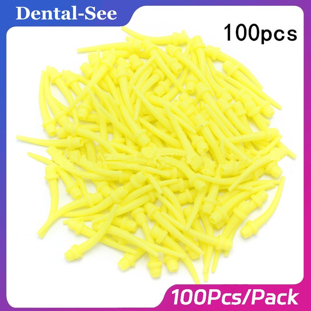 Dental Oral Impression Mixing Tips Yellow Short 5cm/Long 7cm 50Pack