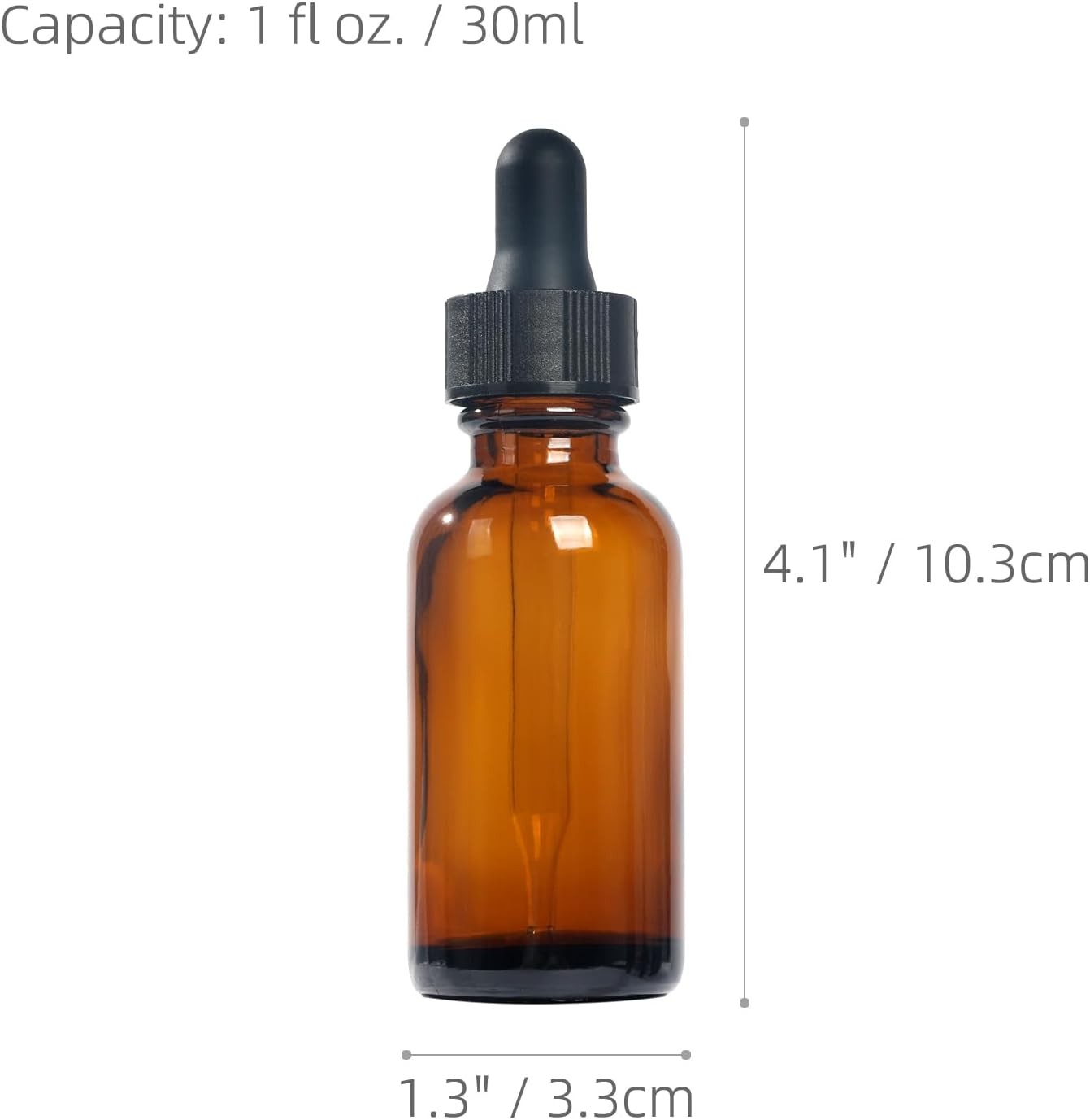 2-Pack Round Glass Bottles (Amber/ 1 Fl oz. with Droppers/ 2 Pcs)