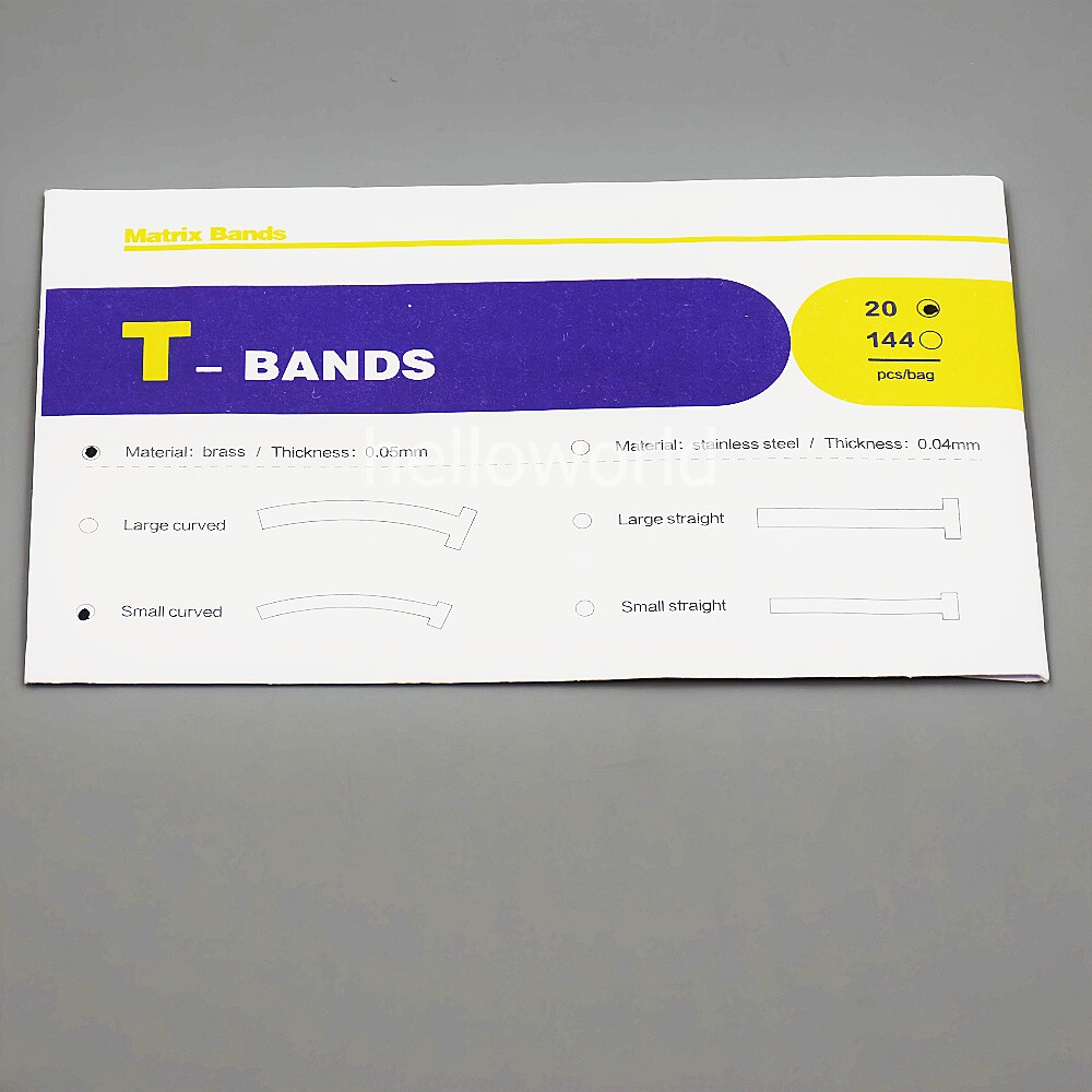 20 Pcs/Pack Dental Matrix T Bands Brass Straight Operatory Restoration 0.05mm