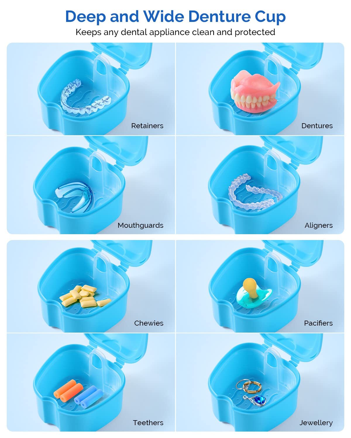 JMU Denture Retainer Case w/ Strainer Apple Shaped False Teeth Storage Box