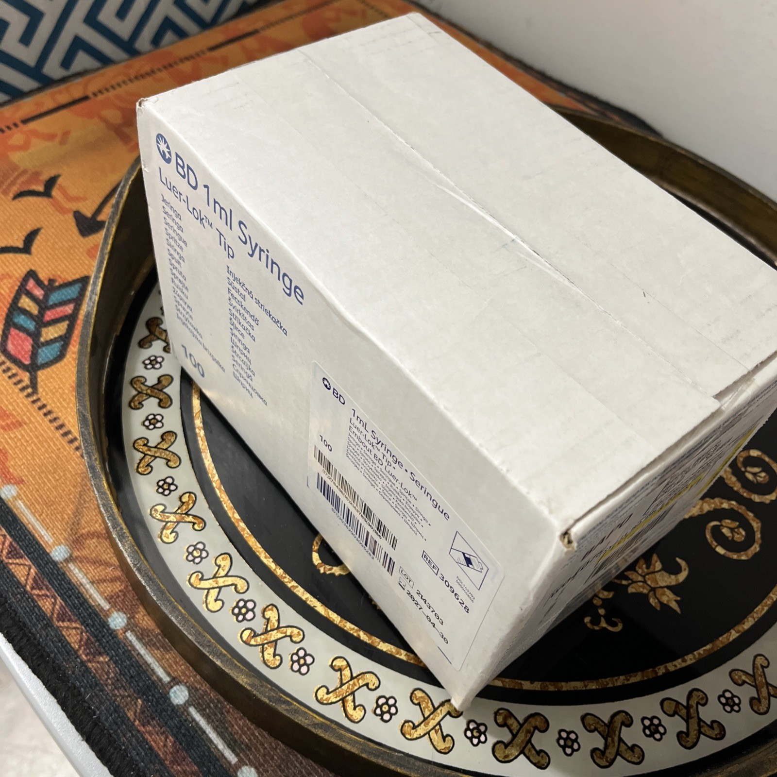 BD Syringe 1 mL Luer-Lok tip STERILE Box of 100 #309628 Brand New EXP.08-2030