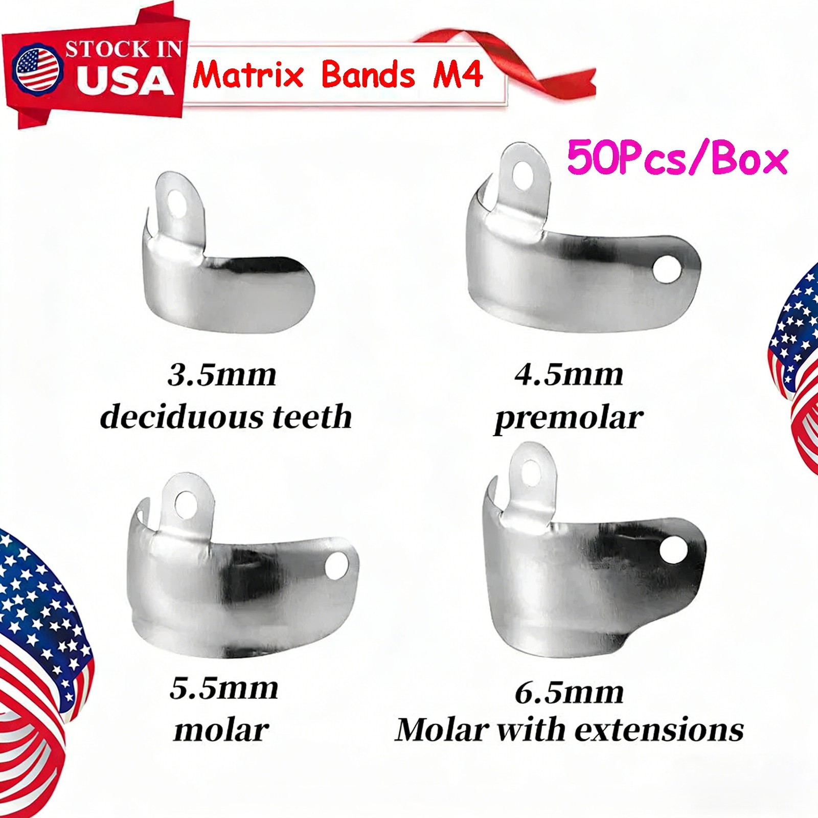 Dental Matrix Bands Fit Palodent V3 M4 Sectional Contoured Metal Matrices USA