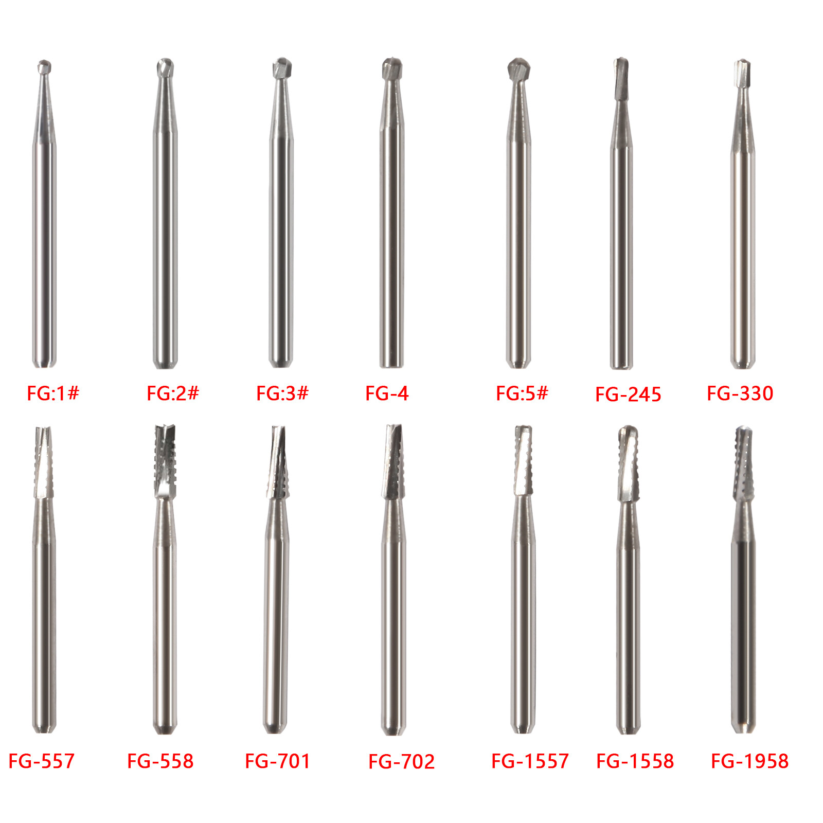 10-100pcs Dental FG Carbide Tungsten Steel Drills Burs for High Speed Handpiece