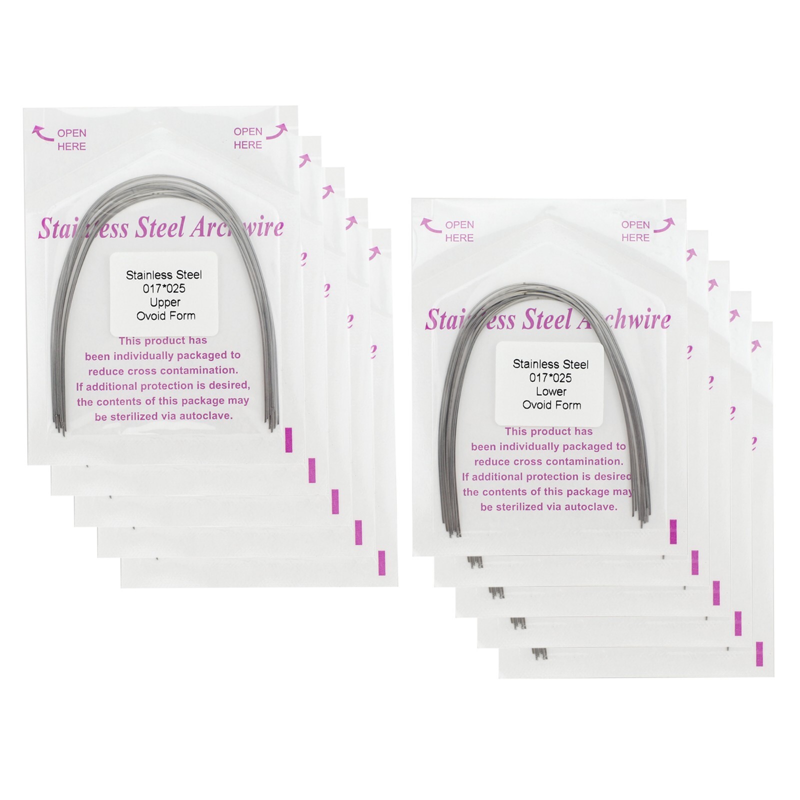 100pcs Dental Orthodontic Arch Wire Stainless Steel Ovoid Form Round Rectangular