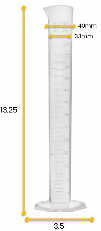 Eisco Labs 250ml Graduated Cylinder, Class B – Polypropylene