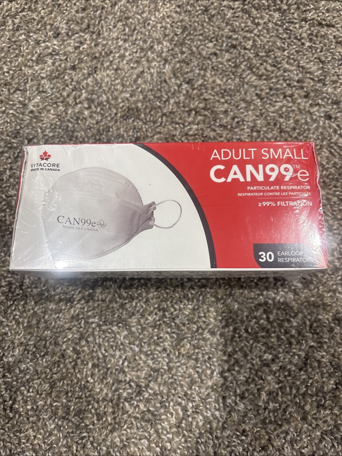 Vitacore CAN99e Disposable (Adult Small) White Earloop Mask 30 Count