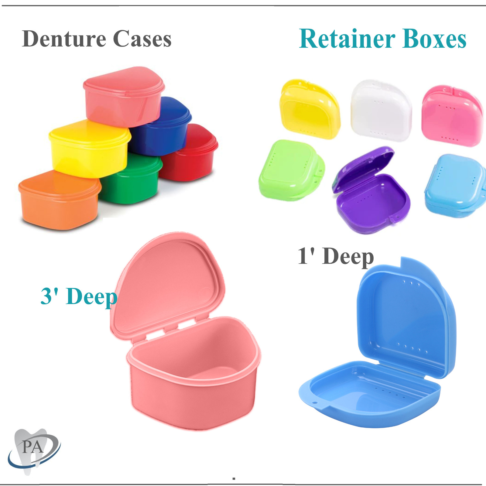 Dental Denture Box case carrier – 3′ Deep or Retainer Box – 1′ Deep, Upto 100Pk