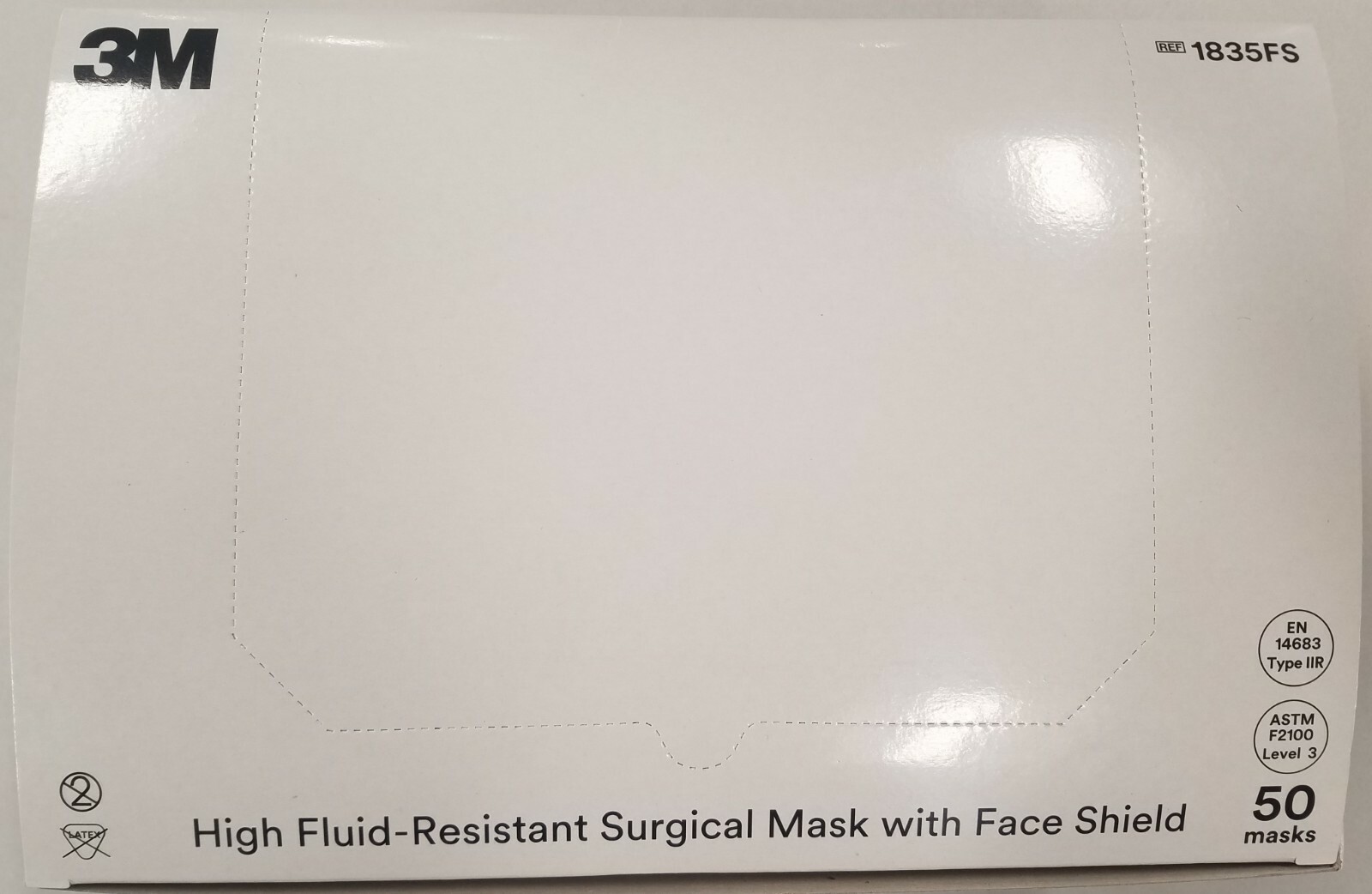 *50-Pieces* 3M Tie-On Surgical Mask EN14683 Type IIR W/Face Shield Green 1835FS