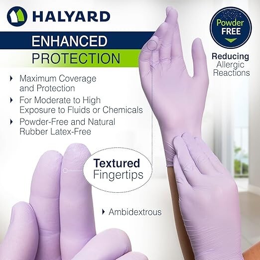 Halyard Lavender Nitrile Exam Gloves 52817 – BOX of 250 SMALL