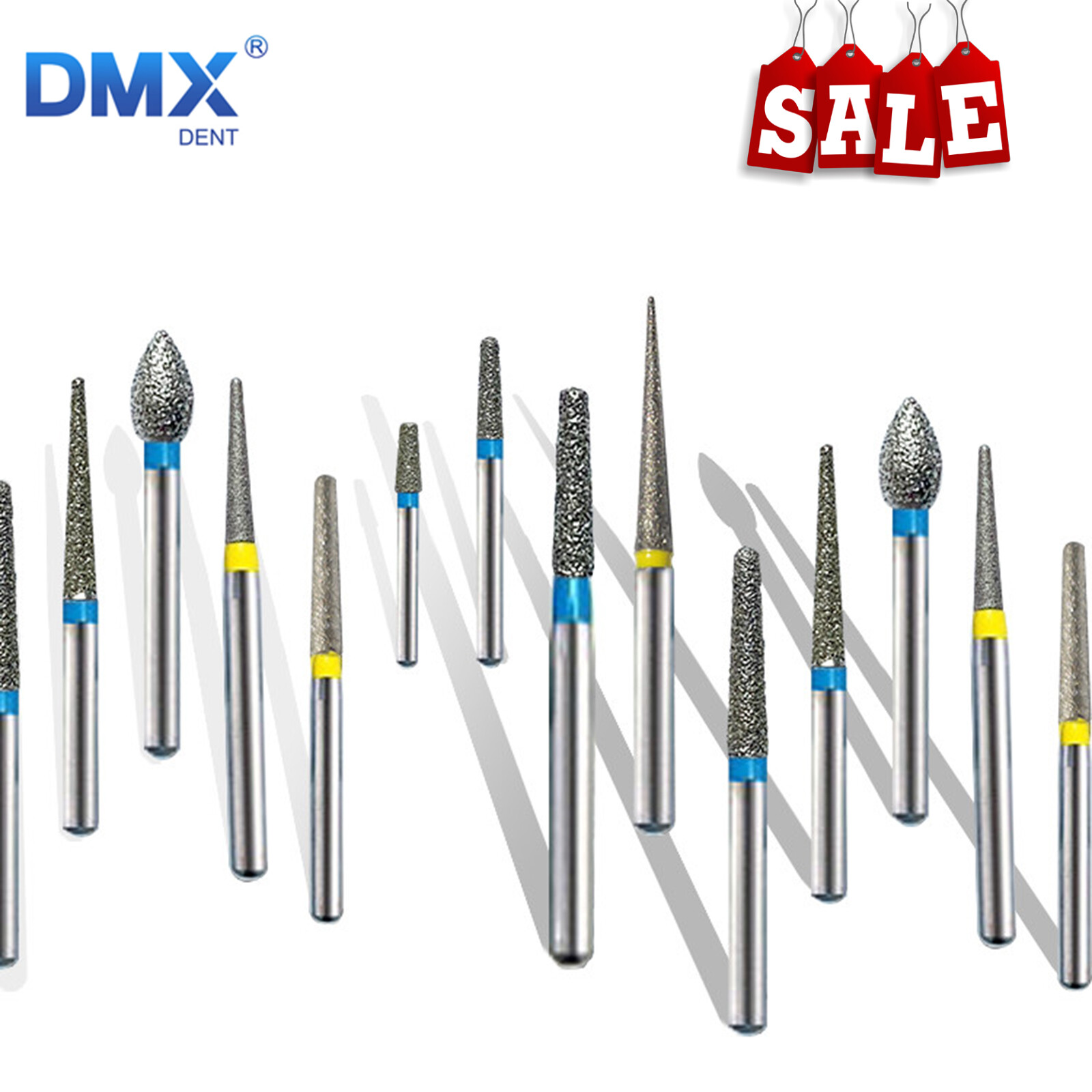10 Packs Dental Diamond Burs Drill High Speed Handpiece all Types