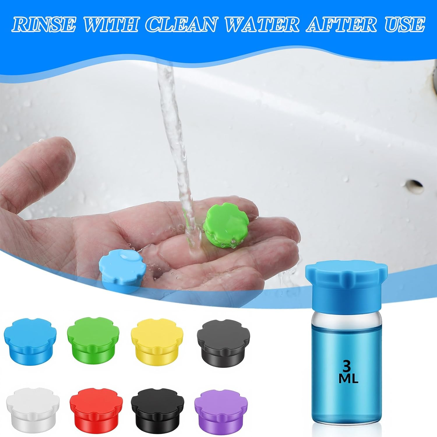 3ml Glass Vials Protective Vial Caps,8Pcs Colorful Peptide Vial Caps Leak-Proof