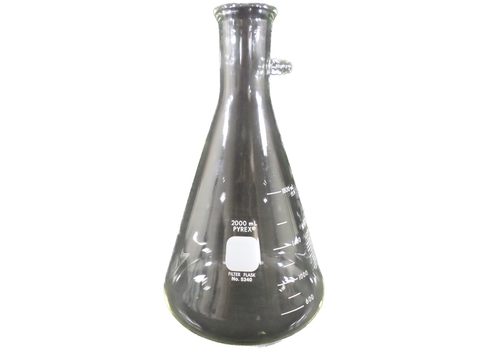 PYREX 2000mL Heavy Wall Filtering Flask W Sidearm Tubulation 12.5mm OD 5340-2L
