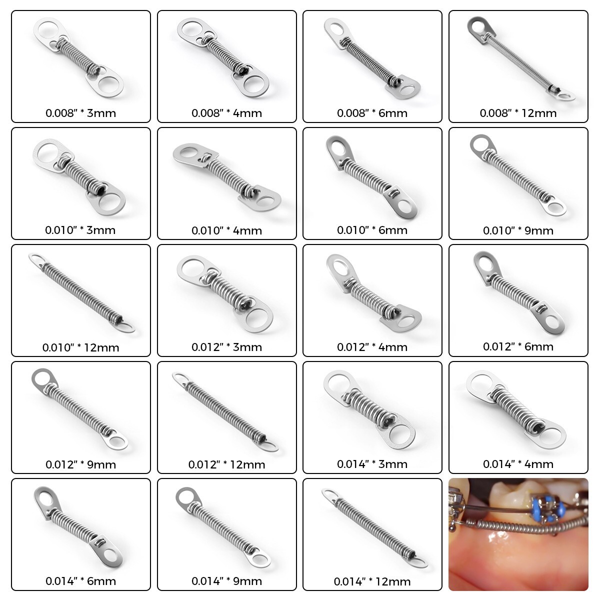 AZDENT Dental Orthodontic NITI Closed Coil Spring for Bracket Brace 10pcs/bag