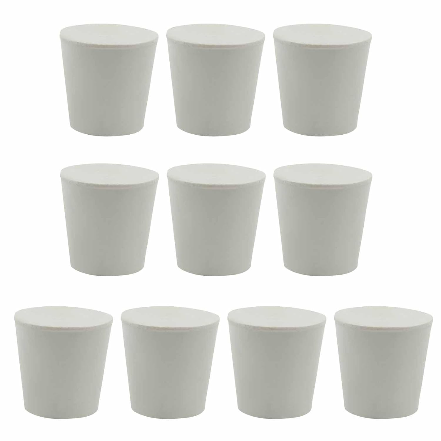 10 Pack Solid Rubber Stoppers – 3# Tapered Shaped Lab Bungs Plug – White Lab Plu