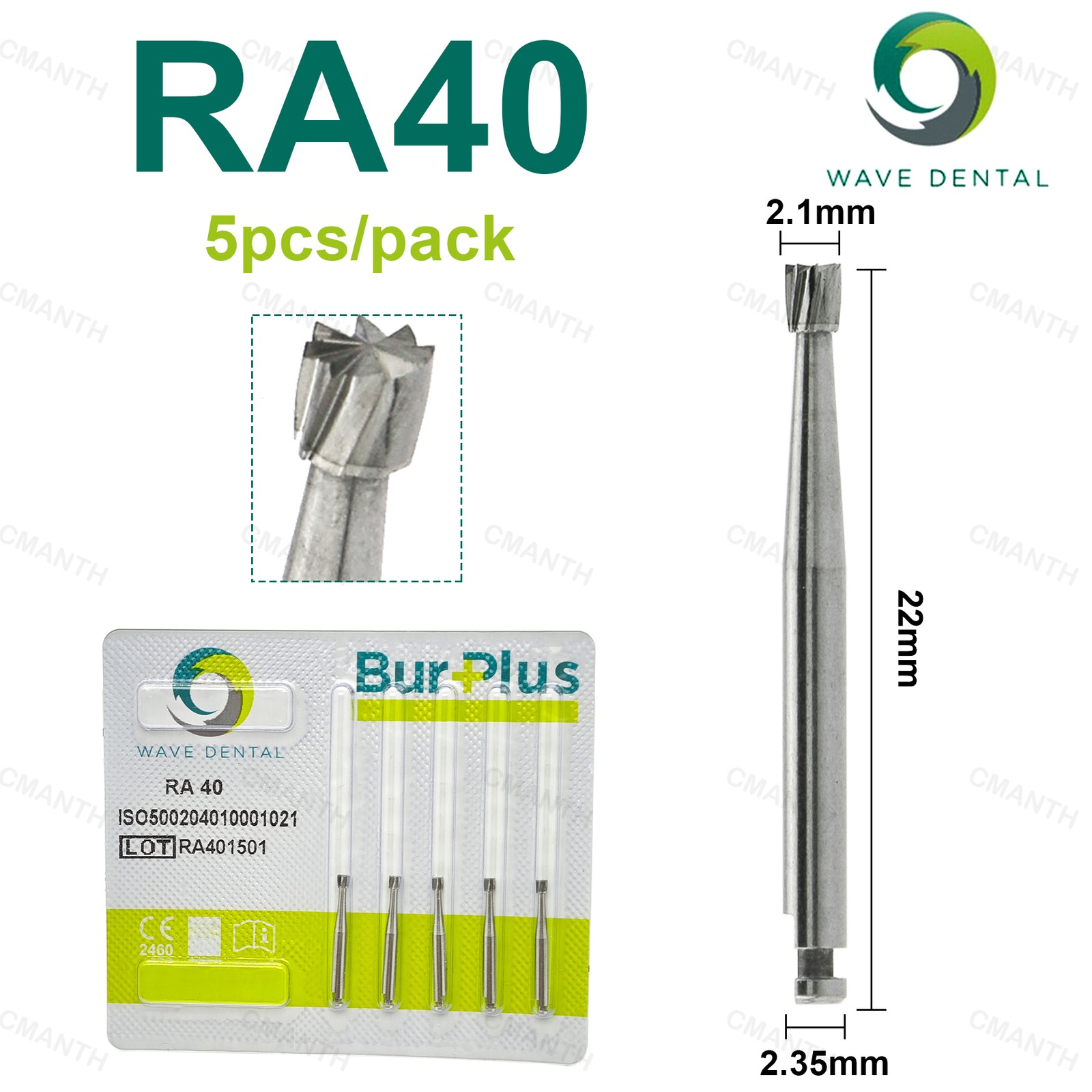WAVE Dental Inverted Cone Bur Tungsten Carbide Burs RA For Low Speed Dia.2.35mm