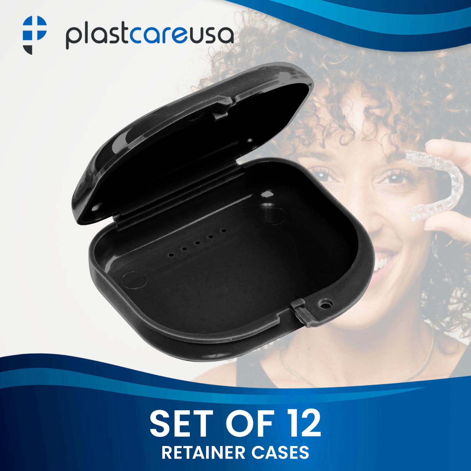 Black Retainer Case w/ Vent Holes – UV Cleaner Case, Mouth Guard Aligners