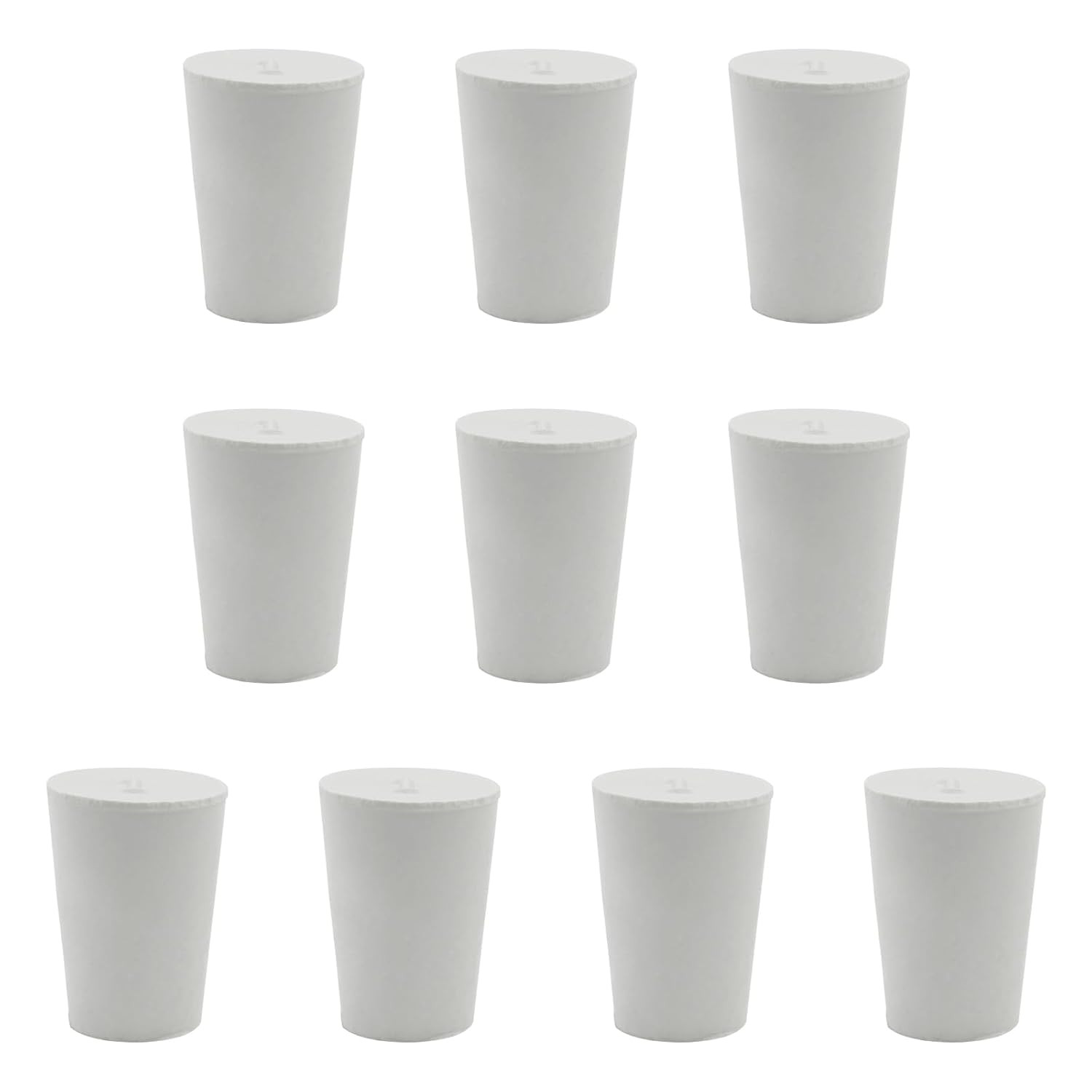 10 Pack Solid Rubber Stoppers – 3# Tapered Shaped Lab Bungs Plug – White Lab Plu