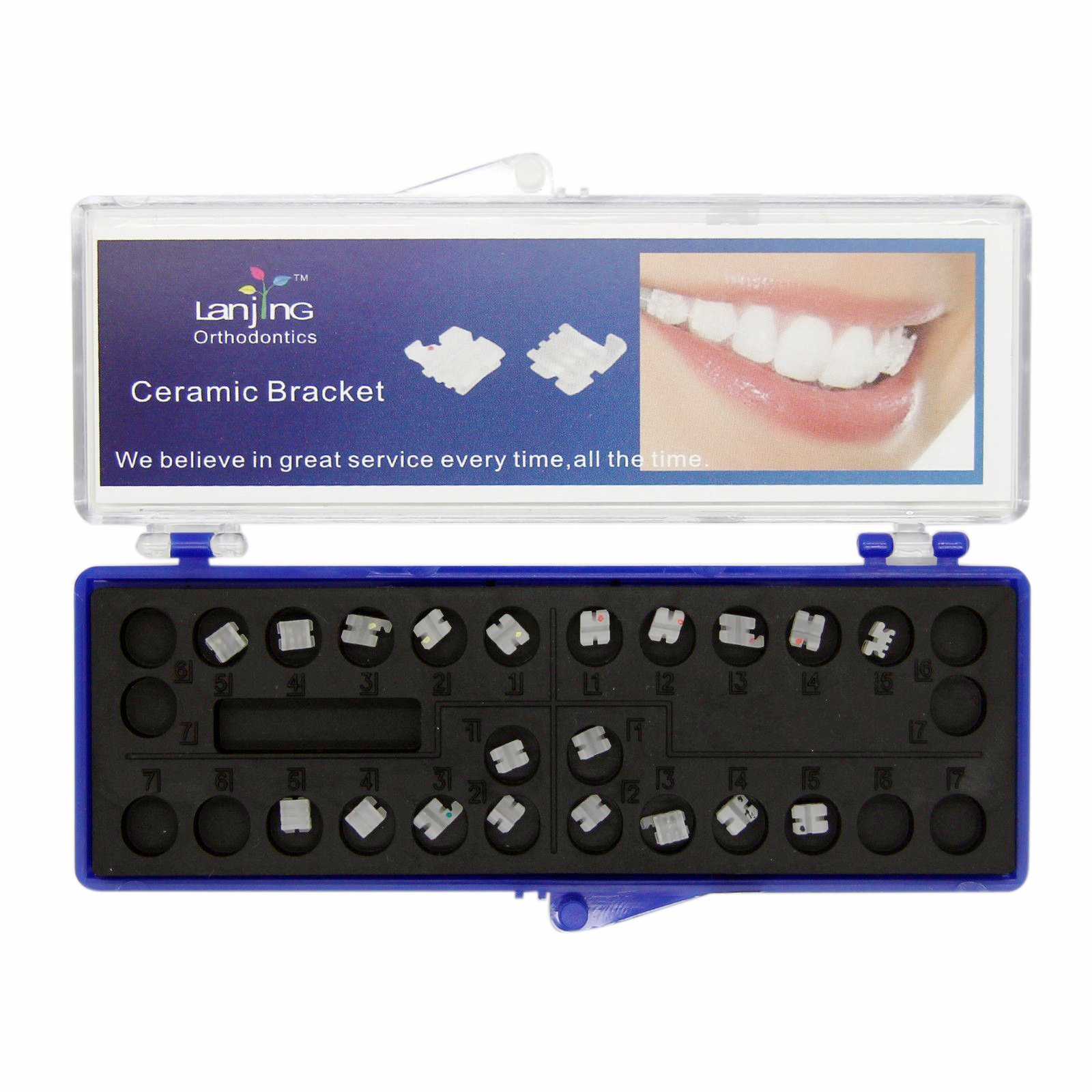 Dental Orthodontic Ceramic Clear Brackets Brace Roth MBT Slot 022 3 4 5 Hook 5-5