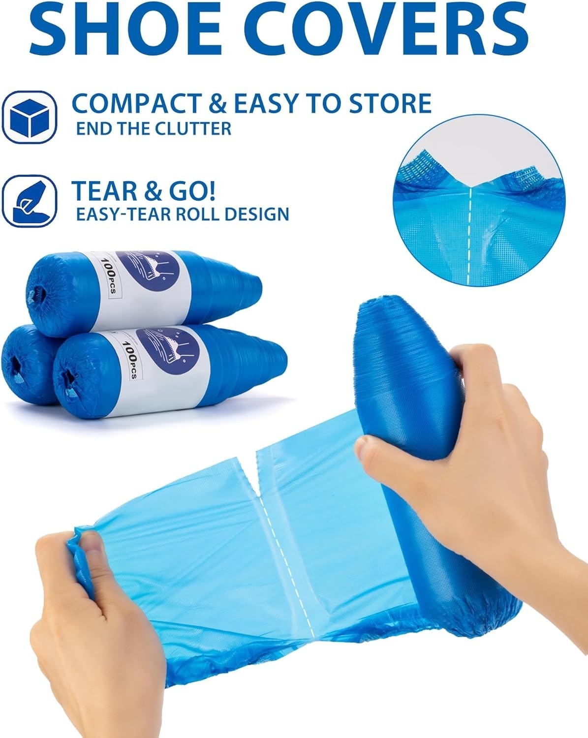 100 Pack Disposable Waterproof Shoe Covers – Hygienic Non-Slip Indoor Booties