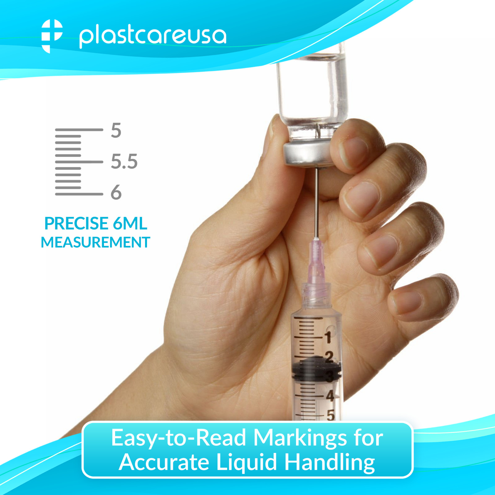 50 6ml 6cc Luer Lock Disposable Syringes (Non-Sterile) for Saline Oral Medicine