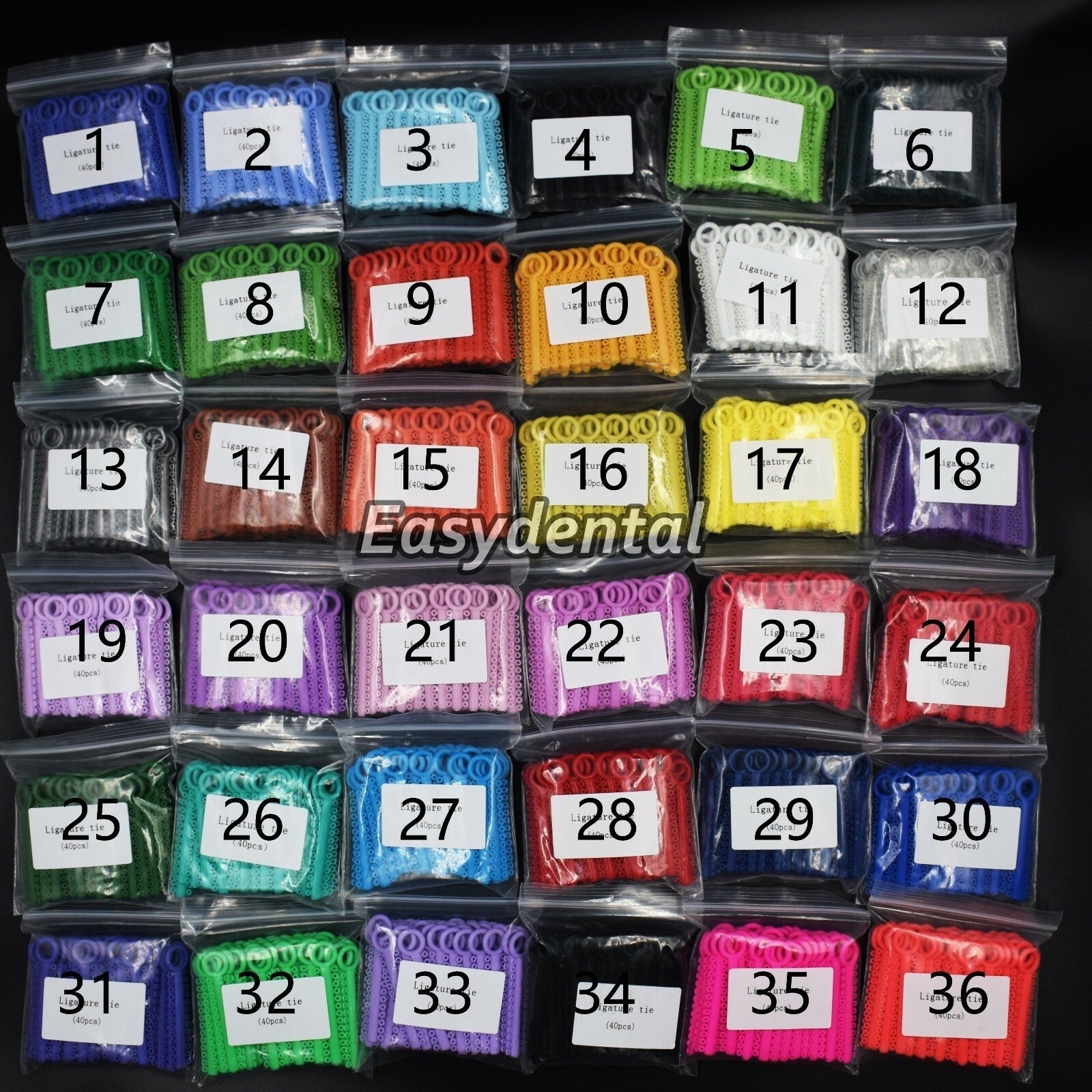 1040 Pcs Dental Orthodontic Elastics Braces Rubber Bands Ligature Ties 36 Color
