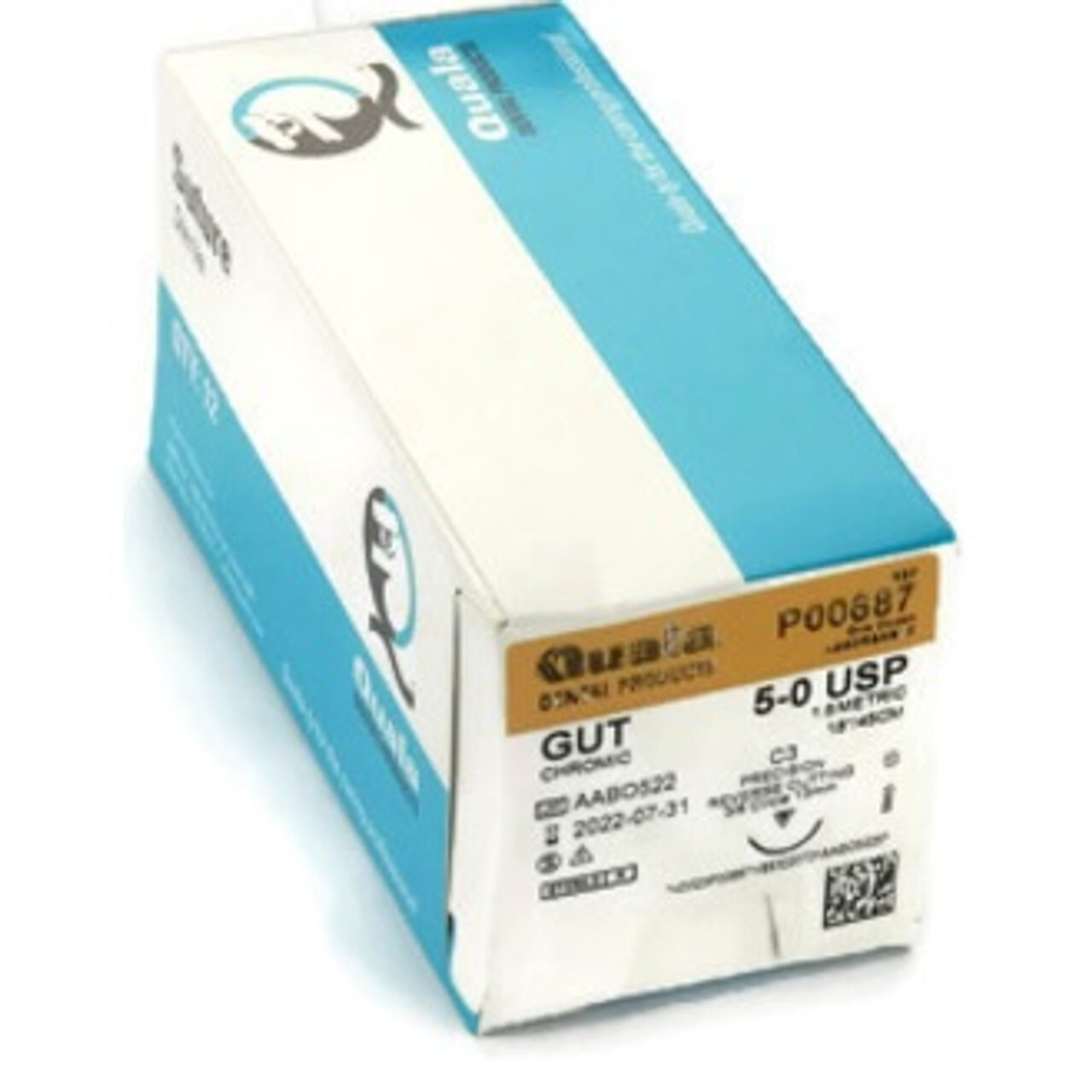 Quala P00687 Chromic Gut Absorbable Sutures 5/0 C-3 18″ 12/Pk
