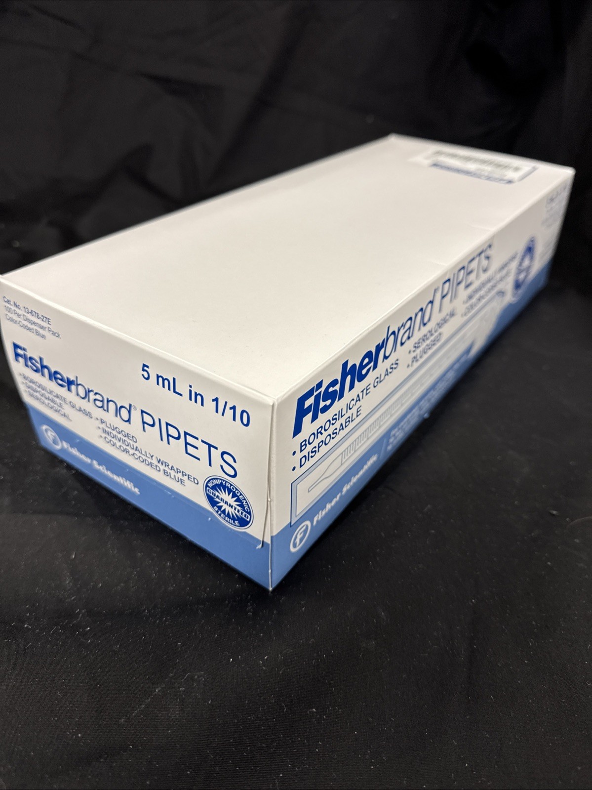 FisherBrand 5mL Borosilicate Glass Serological Pipettes Blue Sterile Qty 389