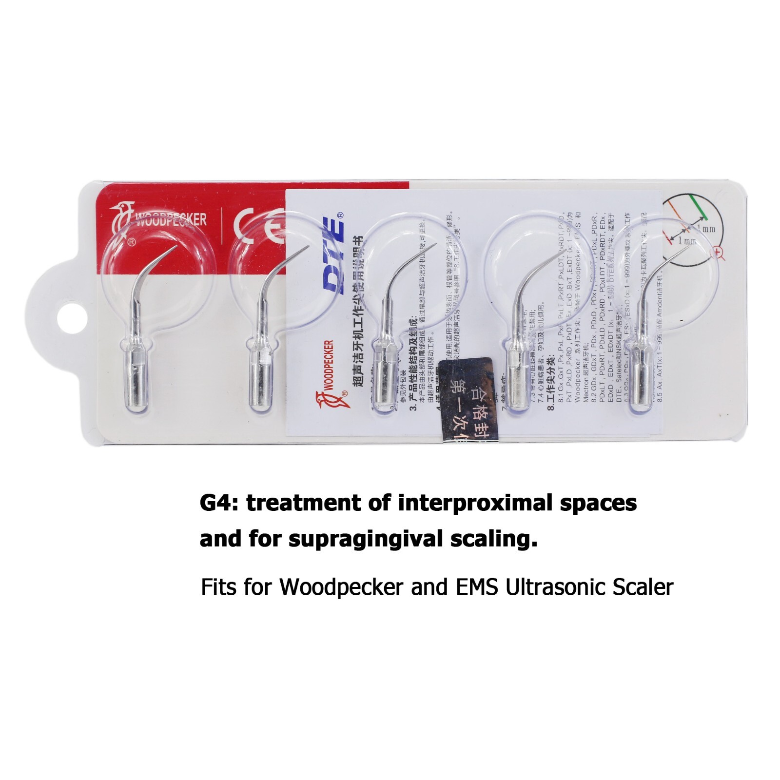 Woodpecker HW-5L Ultrasonic Scaler Handpiece Dental Piezo Tips G1 G4 P1 P3 EMS
