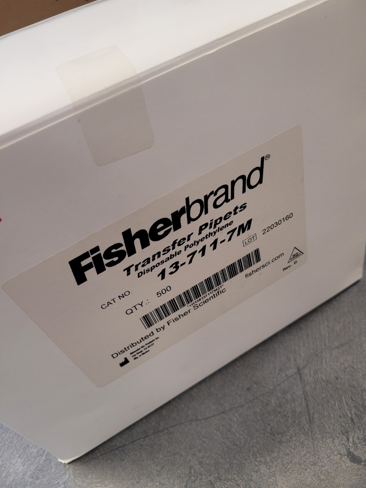 500 Sealed Case FISHERBRAND 7.7mL Disposable Transfer Pipettes 13-711-7M Pipets