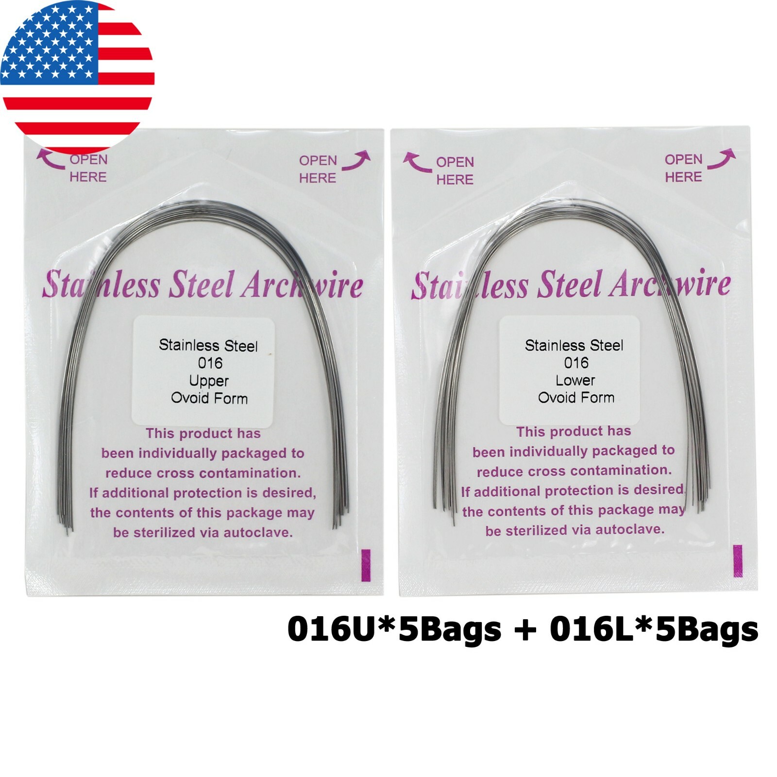 100PCS Dental Orthodontic Arch Wire Niti Stainless Steel Round Rectangular Ovoid