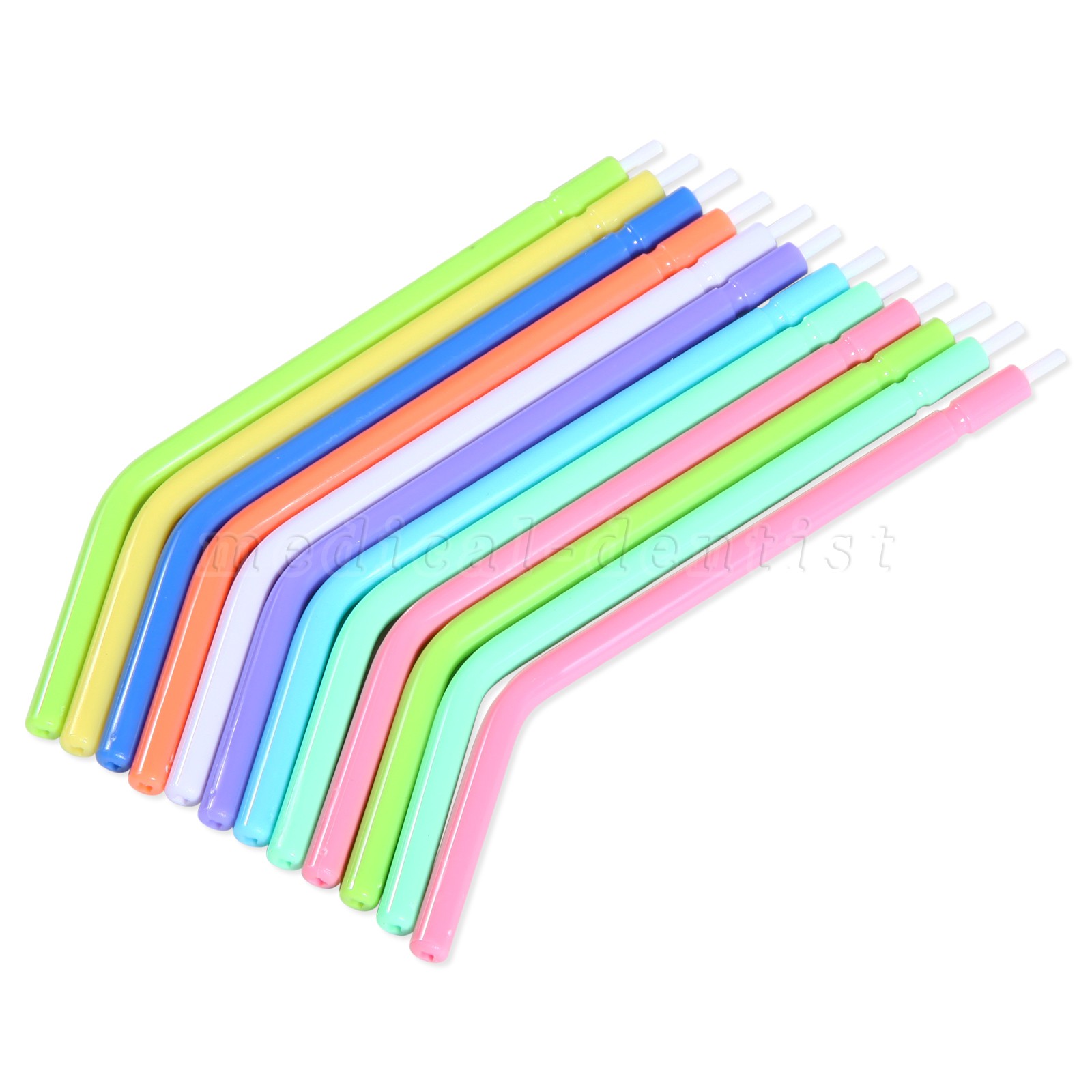 250 Pcs Dental Disposable Air Water Syringe Tips-White Inner Rainbow Outer Tube