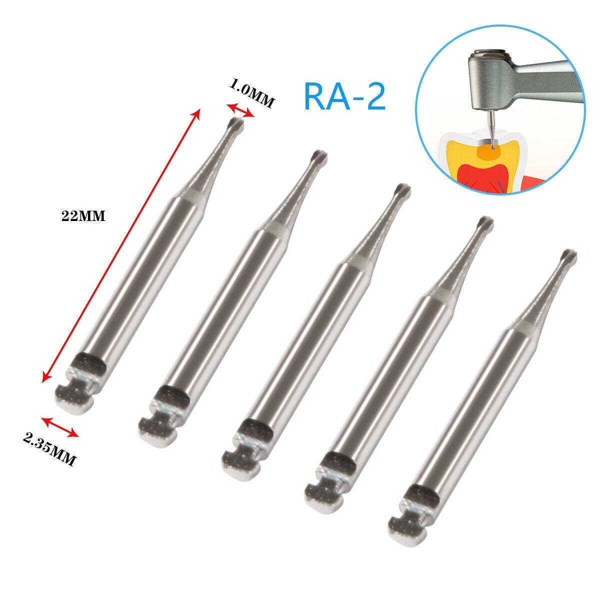5 Pcs/Box Dental Tungsten Steel Carbide Burs RA1-8 Round For Low Speed Handpiece
