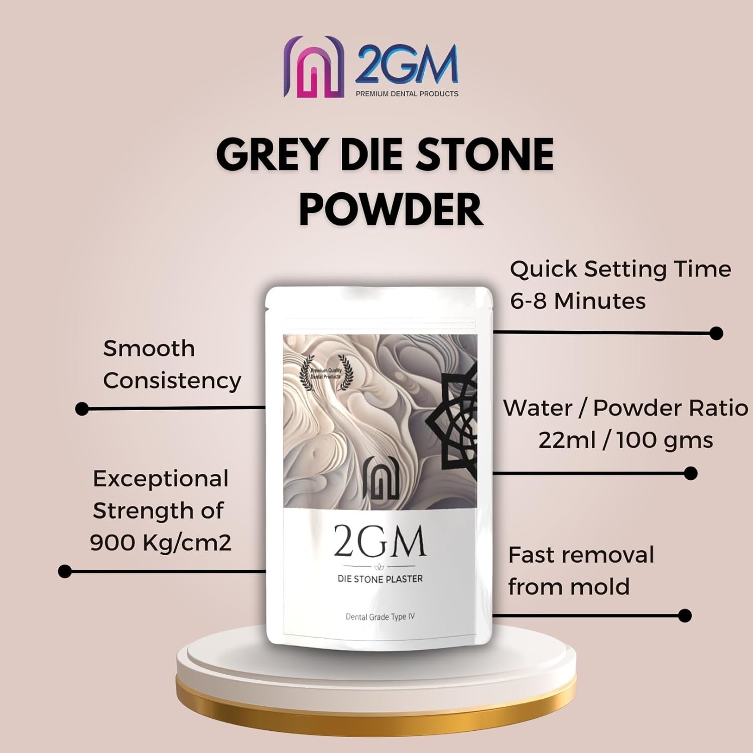 Dental Die Stone Plaster 1Kg Type IV Grey for Casting Models and Labs