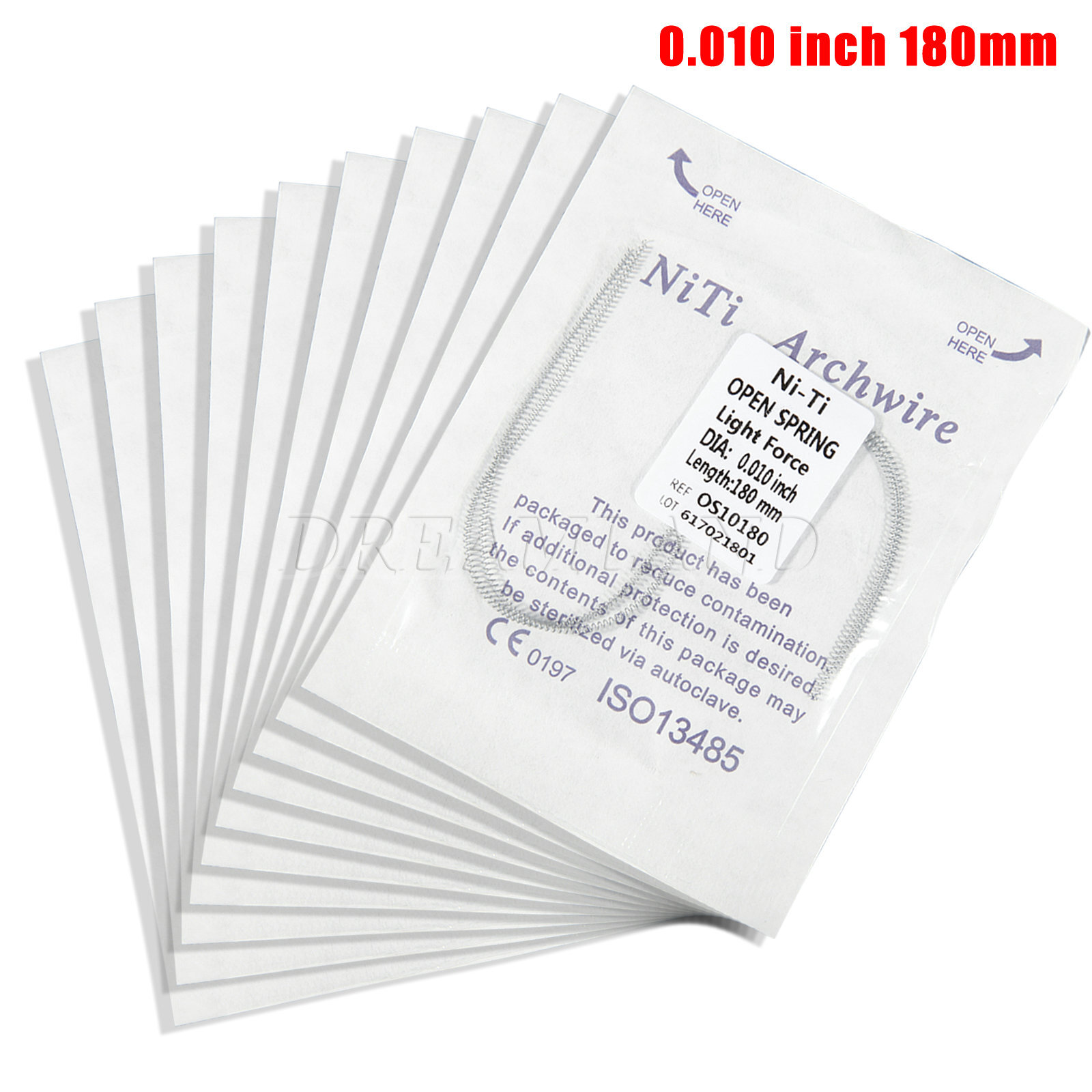 1-100Packs Dental Orthodontic Niti Open Coil Spring NITI Alloy 0.010/0.012*180mm